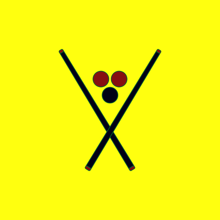 Vector illustration in flat style billiard balls and cuesのイラスト素材