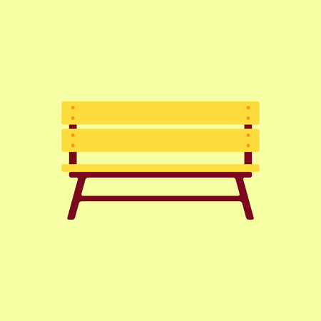 Wooden bench isolated on white background. Park brown vector bench in flat styleのイラスト素材