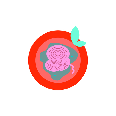 Pizza with onion.Vector illustration. simple pizza icon top viewのイラスト素材