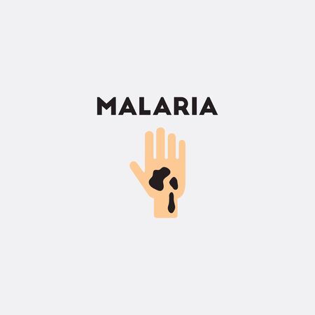 allergic stains on hand Vector paper sticker various symptoms of Malaria on the humanのイラスト素材