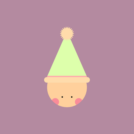 kid head Vector illustration kid wearing Santa hatのイラスト素材