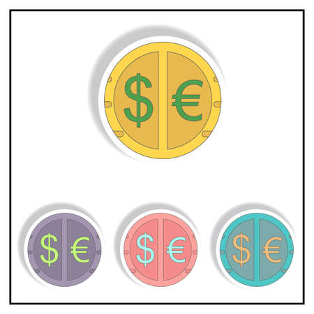 currency stock market sign Vector illustration collection in paper sticker style of currency exchangeのイラスト素材