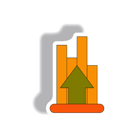 Vector illustration in paper sticker style. infographic design of column chart with arrow upのイラスト素材