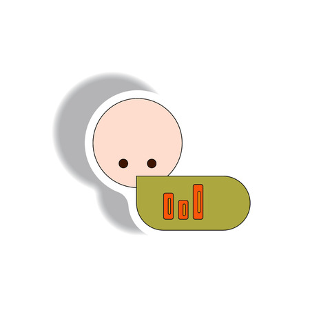 Vector illustration in paper sticker style. infographic design of column chart and headのイラスト素材