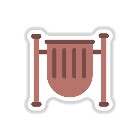 park trash urn vector illustration in paper sticker styleのイラスト素材
