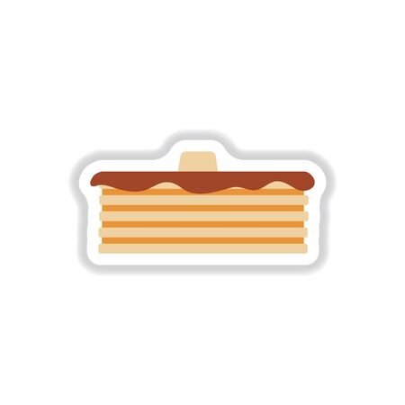 Breakfast food menu item tasty fluffy homestyle pancakes with butter vector stickerのイラスト素材