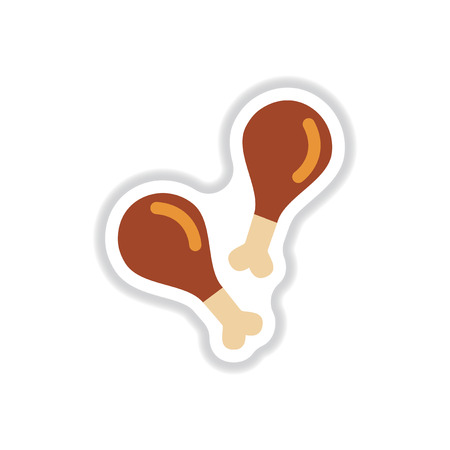 Grilled chicken thigh vector. Flat design. Fast food. Illustration for food concepts, diet infographics, stickerのイラスト素材