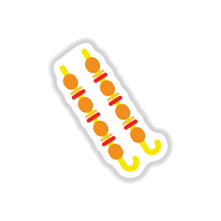 meat kebab grilled,mutton, steaks on skewers, picnic with grilled meal stickerのイラスト素材