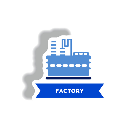 stylish icon in paper sticker style building factoryのイラスト素材