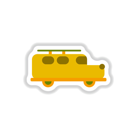 stylish icon in paper sticker style carのイラスト素材
