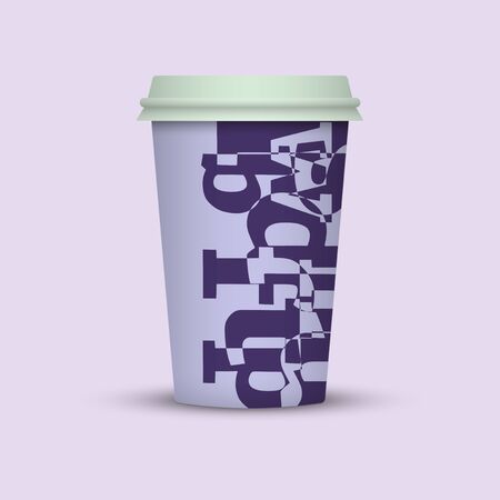 Coffee cup with creative letters. blue plastic coffee to goのイラスト素材