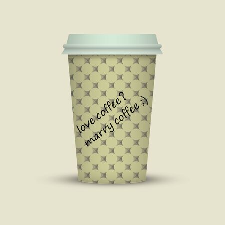 Coffee in plastic cup with words love coffee, marry coffee vector illustrationのイラスト素材