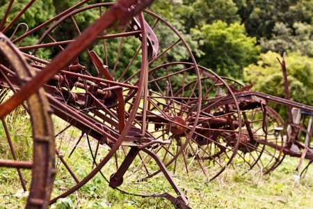 a lot of old plows