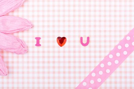pink valentineÂ´s card with  love youの写真素材
