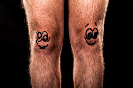 two funny male legsの写真素材