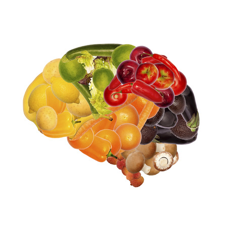 healthy nutrition concept in brain shapedの写真素材