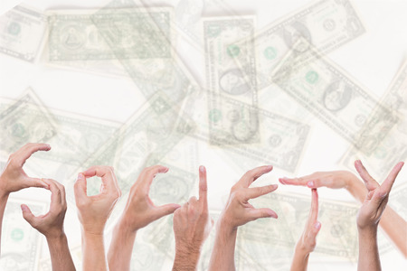 word society with lot of dollars as backgroundの写真素材