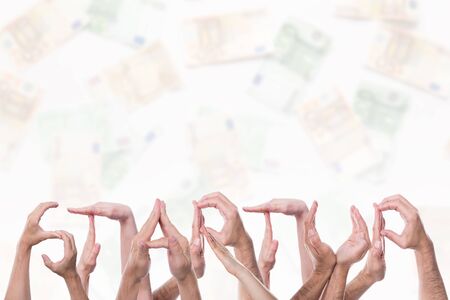 The word startup in front of a lot eurosの写真素材