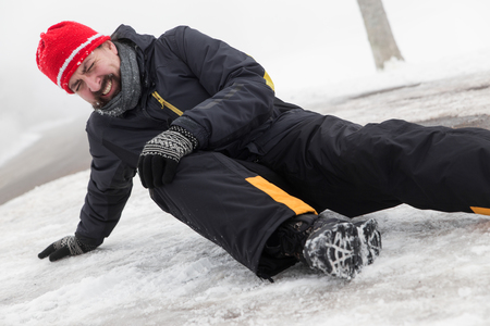 Man has an accident on a icy Street