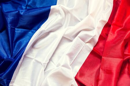 wrinkled france Flag with copyspace, concept European Countryの写真素材