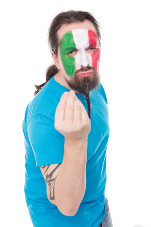Fan from the national team of Italy, isolated on whiteの写真素材