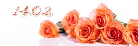 Bouquet with date 14.02., Concept valentine's dayの写真素材