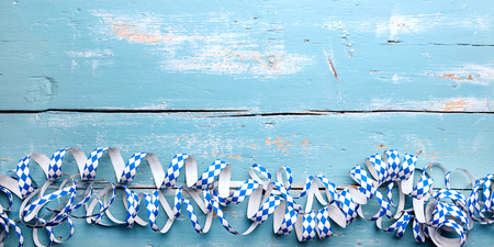 Blue Header with streamers, concept traditional bavaria Background with copyspaceの写真素材