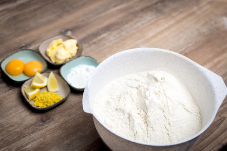basic ingedrients for a cookie dough, cake or short pastry, copyspaceの写真素材