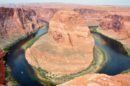 Horseshoe bend formed by the Colorado River near Page, Arizona, USAの写真素材