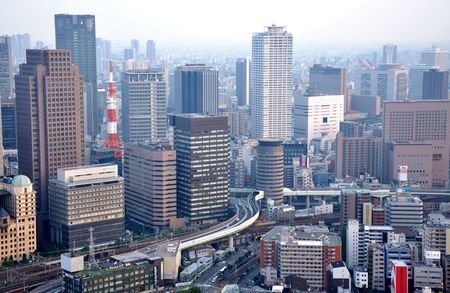 View of a typical japanese urban setting, Osakaのeditorial素材