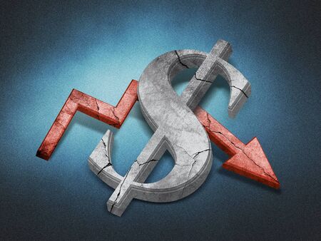 Money Graph dollars concrete break 3D Graphicの写真素材