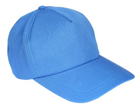 Blue baseball cap isolated on a white backgroundの写真素材