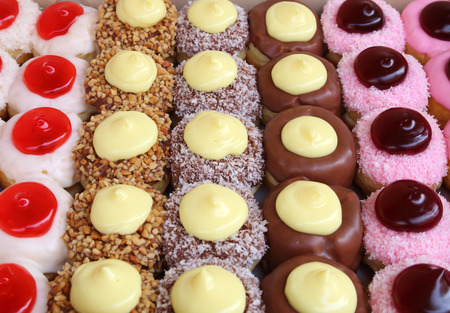 various glazed donuts in box.の写真素材