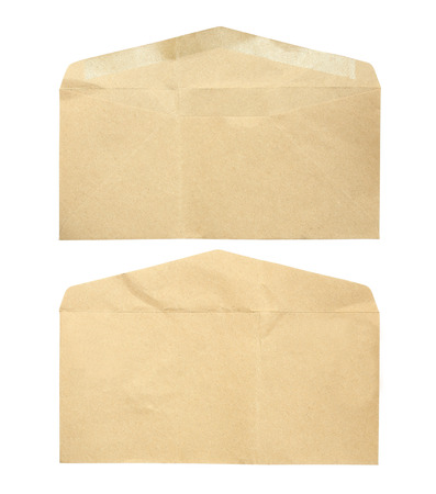Brown Envelope document isolated on white backgroundの写真素材