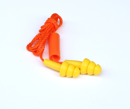 Earplugs to reduce noise isolated on white background.の写真素材