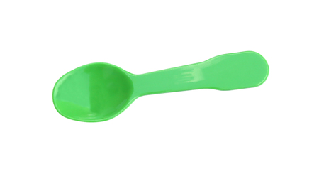 Small plastic ice cream spoon isolated on white backgroundの写真素材