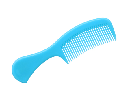 Blue comb isolated on white backgroundの写真素材