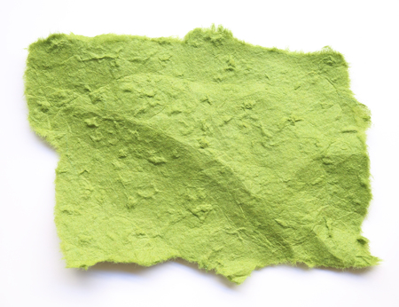 Green mulberry paper sheet on white backgroundの写真素材