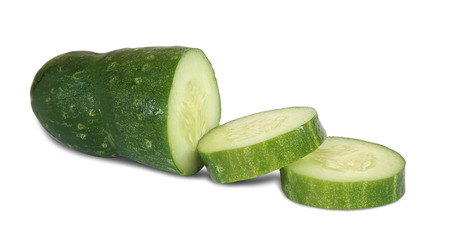 Cucumber and slices isolated on white background.の写真素材