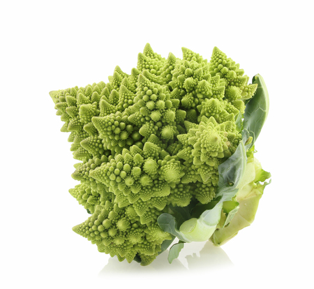 Romanesco broccoli cabbage (or Roman Cauliflower) isolated on white background.の写真素材