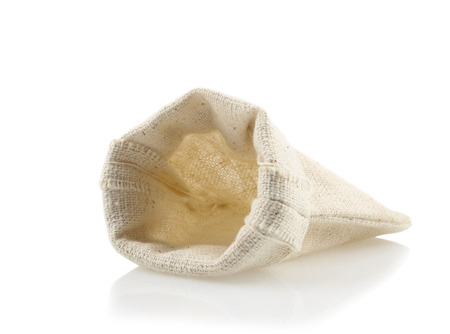 empty bag sack isolated on white background.の写真素材