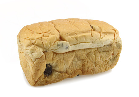 fresh homemade raisin bread isolated on white background.