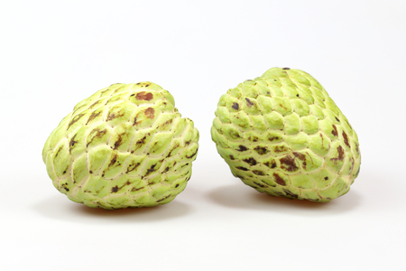 Fresh Custard Apple isolated on white backgroundの写真素材