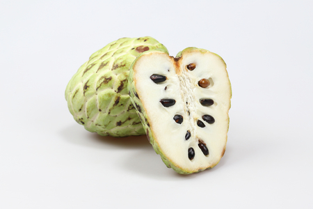Fresh Custard Apple isolated on white backgroundの写真素材