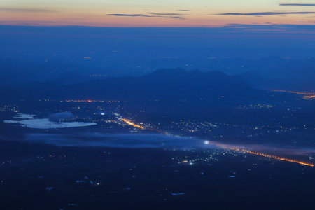 Beautiful sunrise view from Nok Ann cliff, Phu Kradueng National Park, Thailand