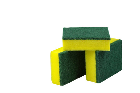 Cleaning sponges isolated on white background with clipping path.の写真素材