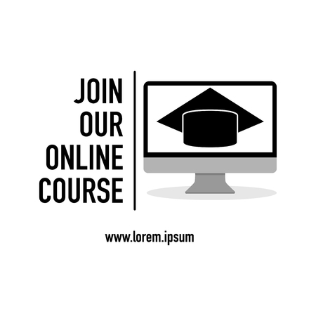 join our course with black icon white backgroundのイラスト素材