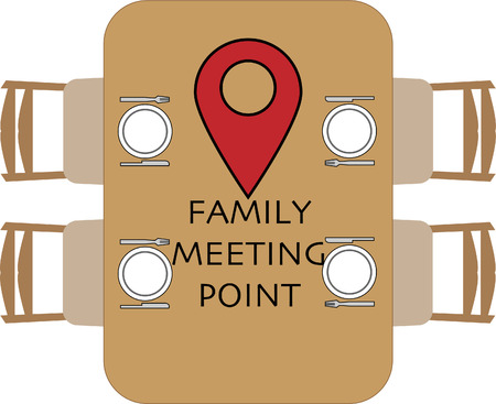 family meeting point at the round table togetherのイラスト素材