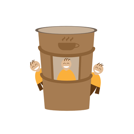 good coffee company paper cup shop with teamのイラスト素材