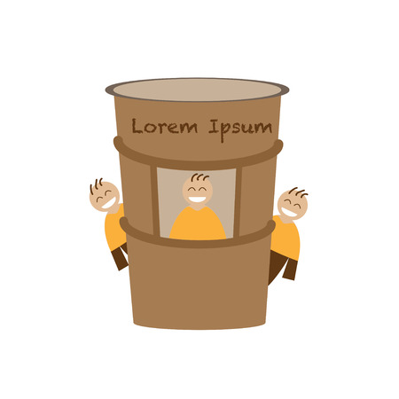 good coffee company paper cup shop with teamのイラスト素材